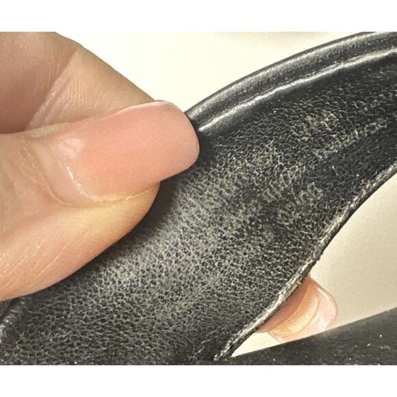 Bass Women's Heather Thong Sandals Black Leather Wedge Flip Flop Boho City Y2K 9 - Picture 15 of 16